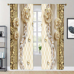 2pcs Marble Floral Curtains for Living Room and Bedroom Decor