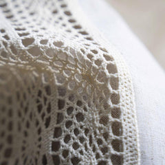 Geometric Pattern Crochet Bohemian Curtain Solid Linen Semi Blackout Rod Pocket