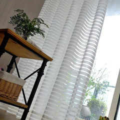 Solid Horizontal Stripe Sheer Curtain for Living Room & Bedroom Decor