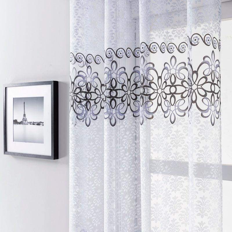 1pc Sheer Curtain Pastoral Tulle Curtain Bedroom Brown Window Drapes Kitchen Hom