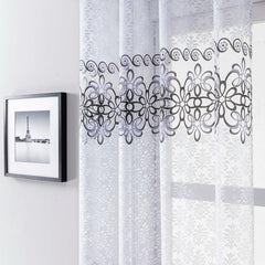 1pc Sheer Curtain Pastoral Tulle Curtain Bedroom Brown Window Drapes Kitchen Hom