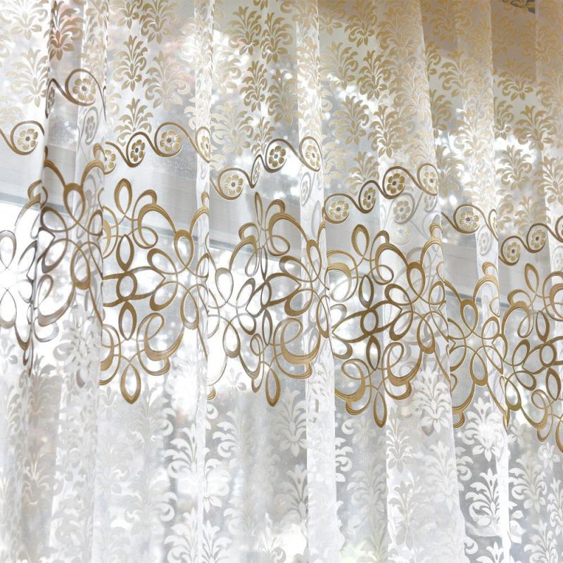 1pc Sheer Curtain Pastoral Tulle Curtain Bedroom Brown Window Drapes Kitchen Hom