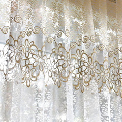 1pc Sheer Curtain Pastoral Tulle Curtain Bedroom Brown Window Drapes Kitchen Hom