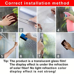 Green Plant Frosted Window Film for Home Decor