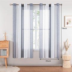 Sheer Tulle Curtains Striped Pattern Perforated Blinds for Living Room Bedroom