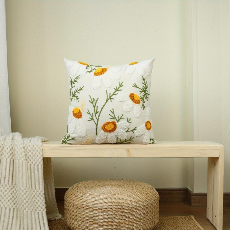 Boho Floral Tufted Pillow Cover with Insert
