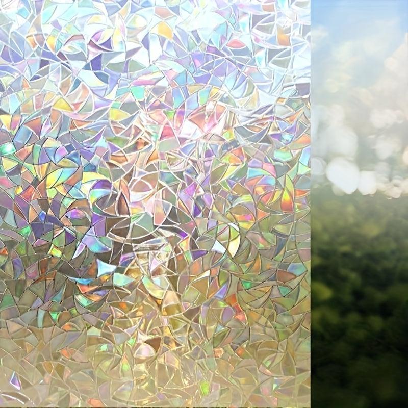 Rainbow Privacy Film Clings - Decorative 3D Vinyl Stained Glass Decals