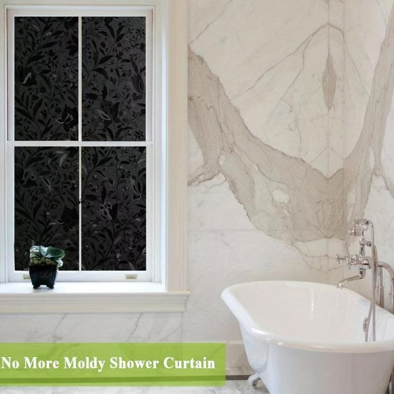 Blackout Window Film Privacy Frosted Sun Blocking for Bathroom