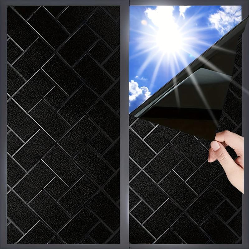 Blackout Window Film Privacy Frosted Sun Blocking for Bathroom