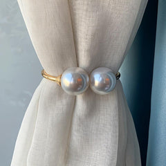 1pc Golden Faux Pearl Curtain Tiebacks for Home Kitchen Office and Patio