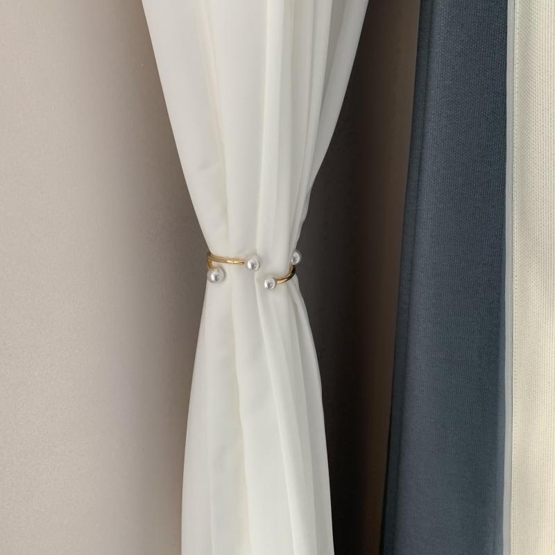 1pc Golden Faux Pearl Curtain Tiebacks for Home Kitchen Office and Patio