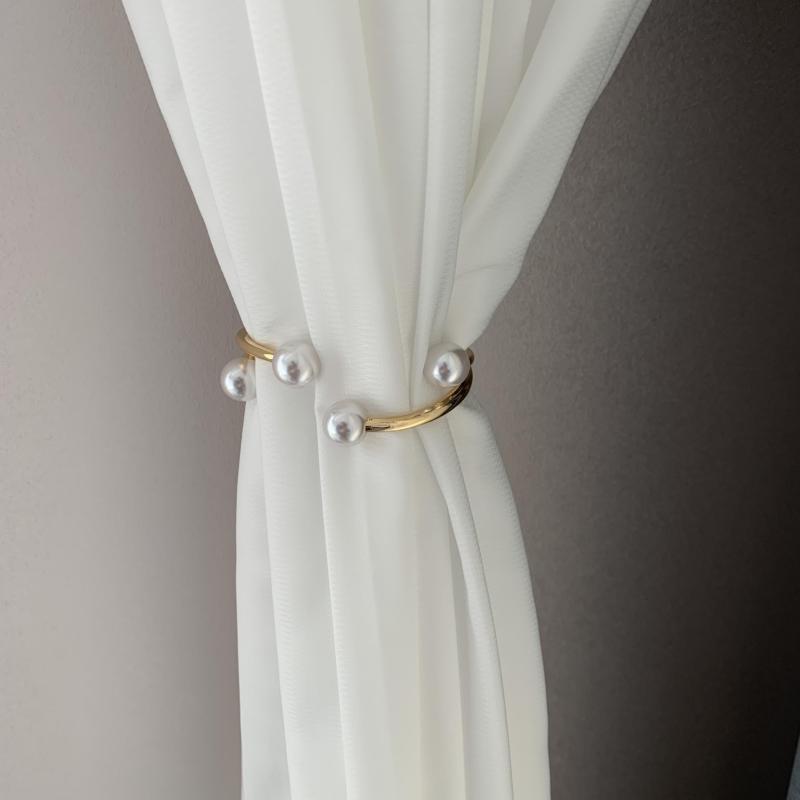1pc Golden Faux Pearl Curtain Tiebacks for Home Kitchen Office and Patio