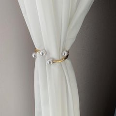 1pc Golden Faux Pearl Curtain Tiebacks for Home Kitchen Office and Patio