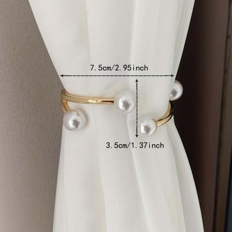 1pc Golden Faux Pearl Curtain Tiebacks for Home Kitchen Office and Patio