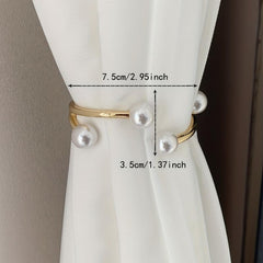 1pc Golden Faux Pearl Curtain Tiebacks for Home Kitchen Office and Patio
