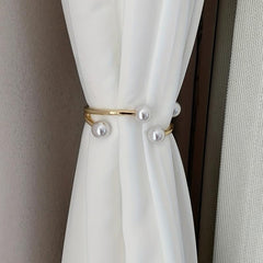 1pc Golden Faux Pearl Curtain Tiebacks for Home Kitchen Office and Patio