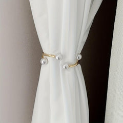 1pc Golden Faux Pearl Curtain Tiebacks for Home Kitchen Office and Patio