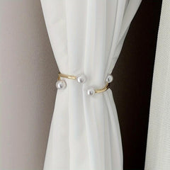 1pc Golden Faux Pearl Curtain Tiebacks for Home Kitchen Office and Patio