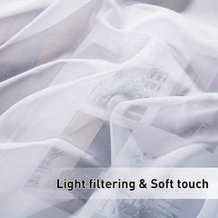 Outdoor Sheer Curtain Tab Top Voile Drapes for Patio Garden Porch