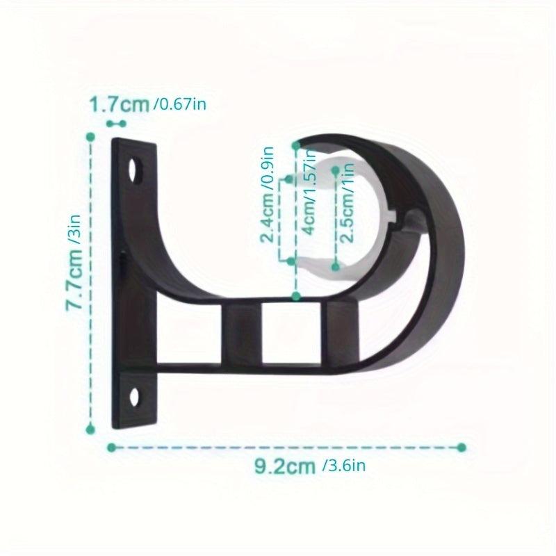 4pcs Ceiling Mount Curtain Rod Holders Heavy Duty Aluminum Alloy Bracket Hooks
