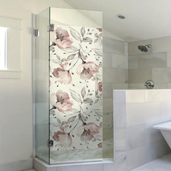 Waterproof Red Flower Printed Window Sticker - 47.24 x 15.75 inches