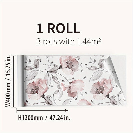 Waterproof Red Flower Printed Window Sticker - 47.24 x 15.75 inches