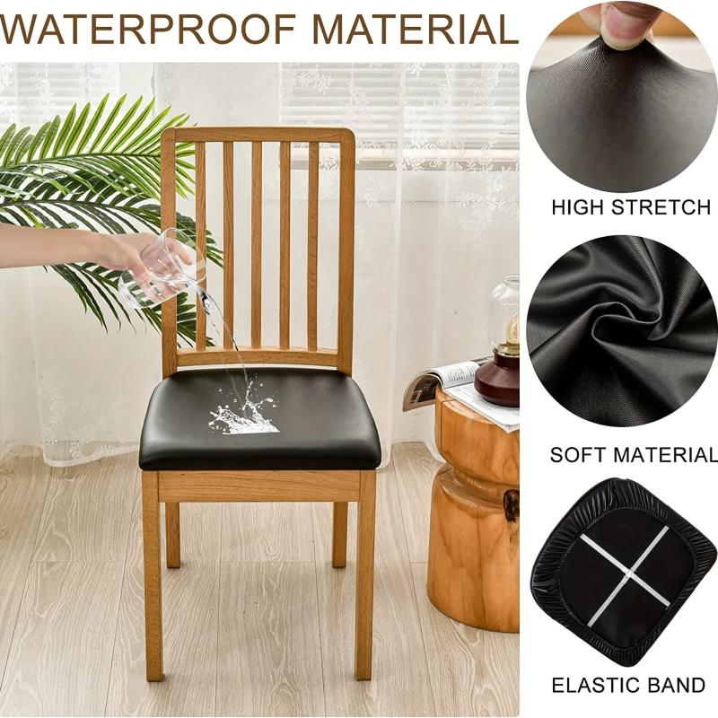 6pcs PU Leather Chair Slipcovers for Dining Room Kitchen Hotel