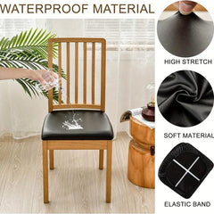 6pcs PU Leather Chair Slipcovers for Dining Room Kitchen Hotel