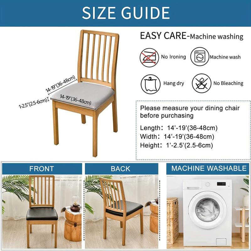 6pcs PU Leather Chair Slipcovers for Dining Room Kitchen Hotel