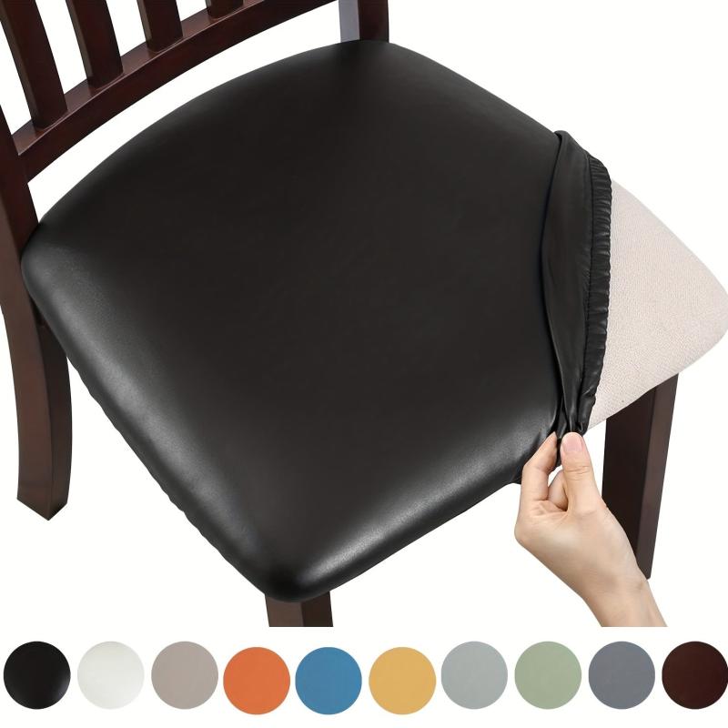 6pcs PU Leather Chair Slipcovers for Dining Room Kitchen Hotel