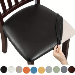6pcs PU Leather Chair Slipcovers for Dining Room Kitchen Hotel