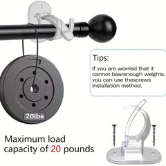 Adhesive Curtain Rod Brackets - No Drilling, 1.52-4.32 cm Rod Holder