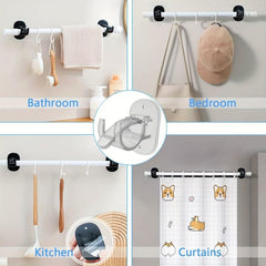 Adhesive Curtain Rod Brackets - No Drilling, 1.52-4.32 cm Rod Holder