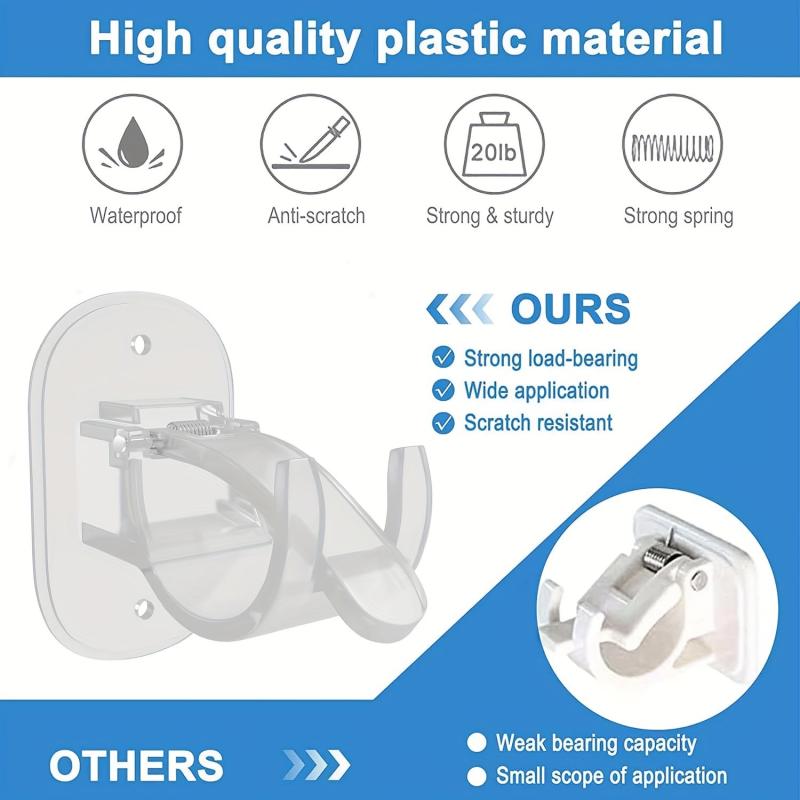 Adhesive Curtain Rod Brackets - No Drilling, 1.52-4.32 cm Rod Holder