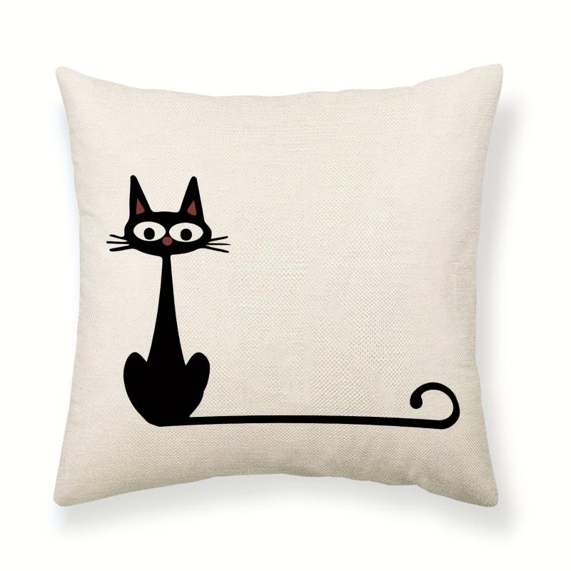 Modern Line Cat Throw Pillow Cover