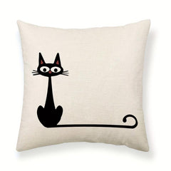 Modern Line Cat Throw Pillow Cover