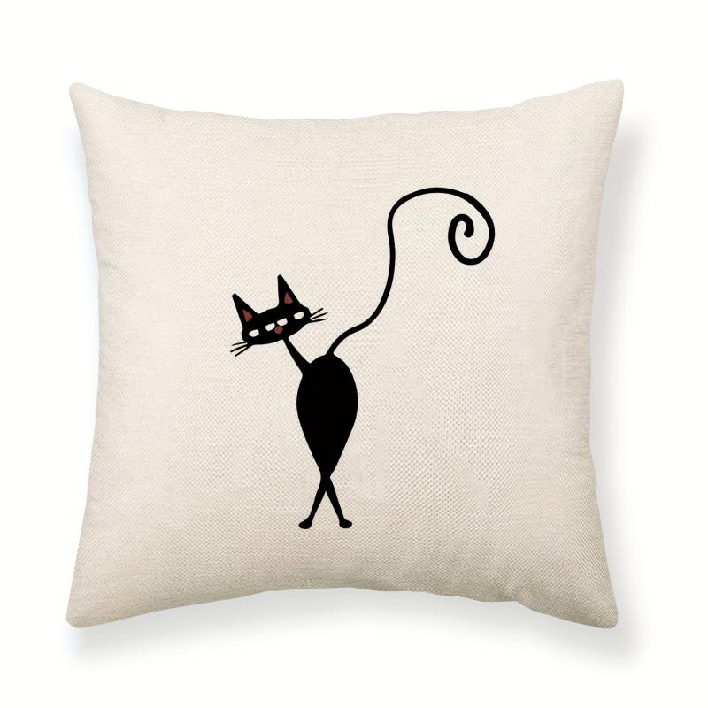 Modern Line Cat Throw Pillow Cover
