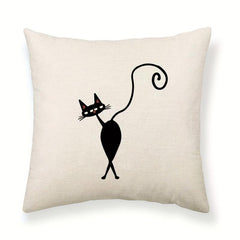 Modern Line Cat Throw Pillow Cover