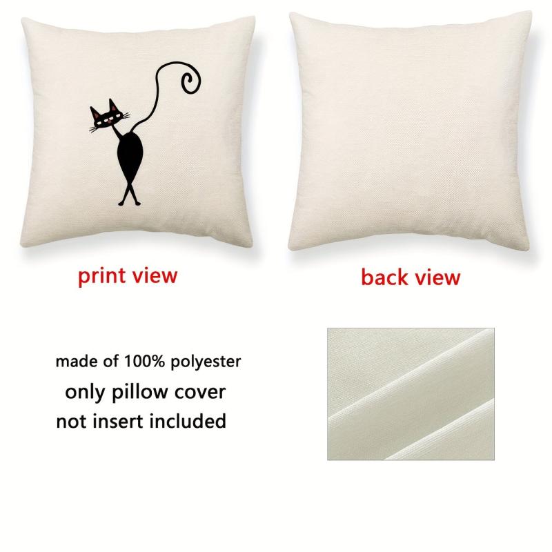 Modern Line Cat Throw Pillow Cover