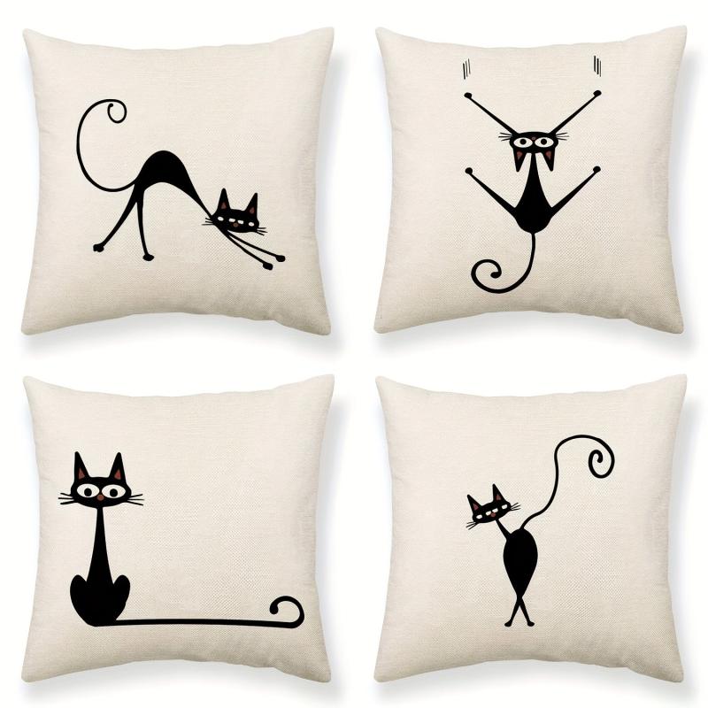 Modern Line Cat Throw Pillow Cover