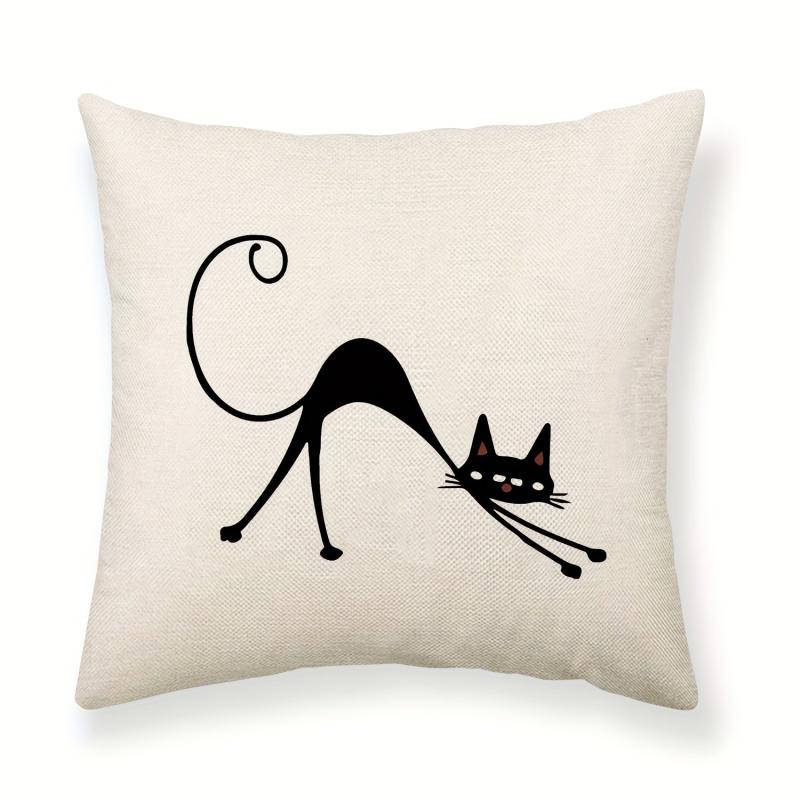 Modern Line Cat Throw Pillow Cover
