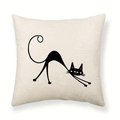 Modern Line Cat Throw Pillow Cover