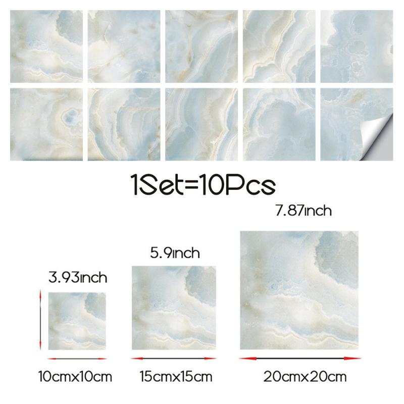 10pcs Marble Tile Stickers Waterproof Decorative Marble Stickers