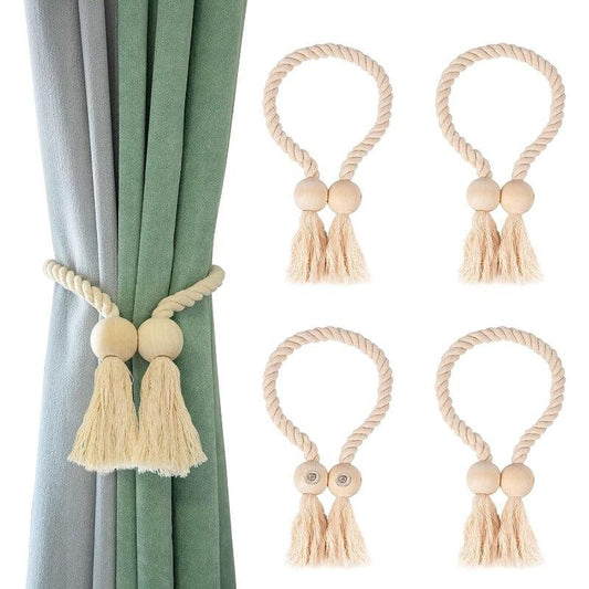 8pcs Natural Cotton Curtain Ties Cream Style Curtain Holdback For Bedroom