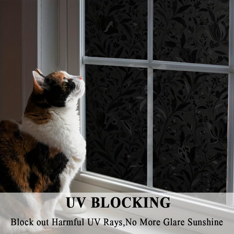 Blackout Window Film Privacy Static Cling Frosted Window Covering Opaque