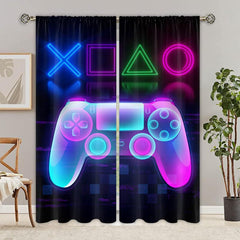 2pcs Gamepad Blackout Curtains for Playroom Bedroom Decor