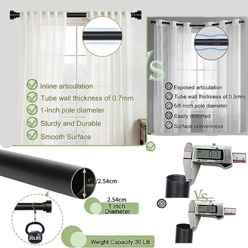 Adjustable Curtain Rod 54 cm Diameter Heavy Duty Modern Decorative Drapery Rods