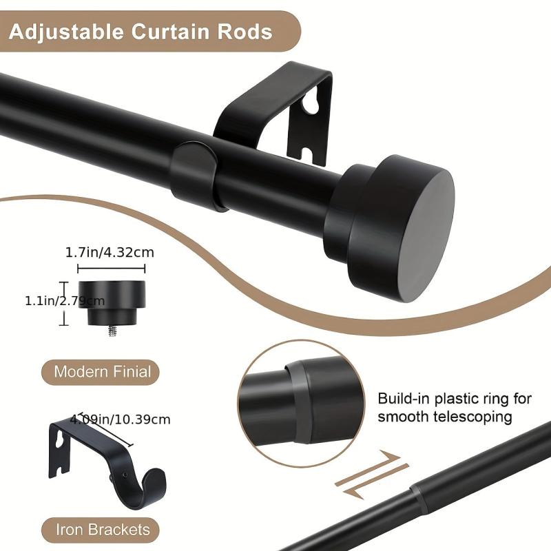 Adjustable Curtain Rod 54 cm Diameter Heavy Duty Modern Decorative Drapery Rods