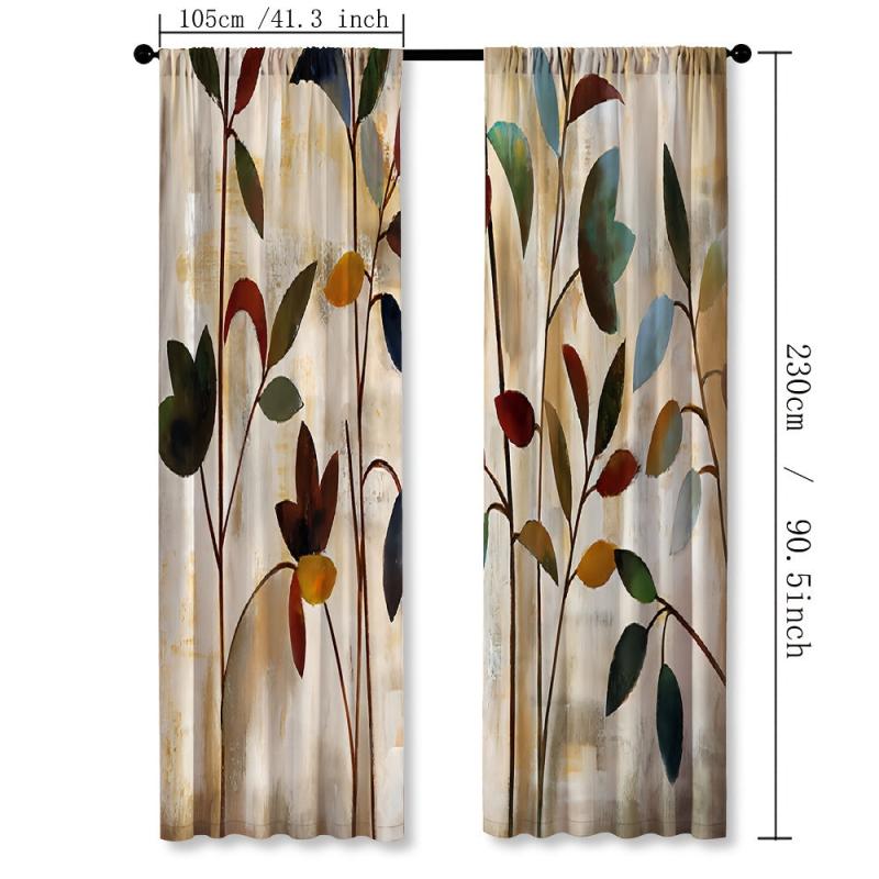 Autumn Leaves Rod Pocket Curtains for Home Decor