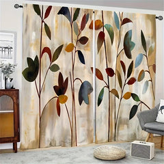Autumn Leaves Rod Pocket Curtains for Home Decor